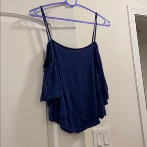 American Eagle Navy Off the Shoulder Crop Top